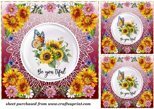 3 Floral butterfly card front/toppers (n) 1