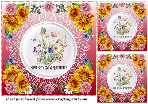 3 Floral butterfly card front/toppers (n) 2