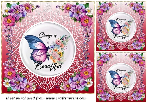 3 Floral butterfly card front/toppers (n) 1