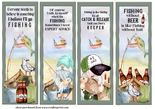 4 Fishing themed bookmark/toppers
