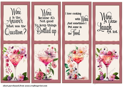 4 Wine themed toppers/bookmarks 2