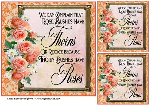 3 Peach rose card front/toppers with verse 4
