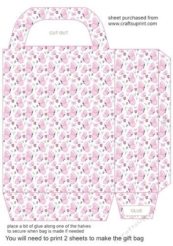 Pink butterflies gift bag 1