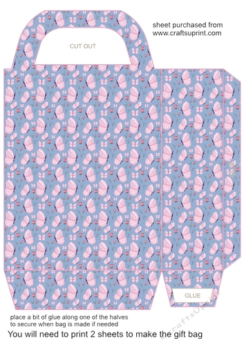 Pink butterflies gift bag 2