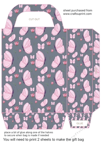 Pink butterflies gift bag 3