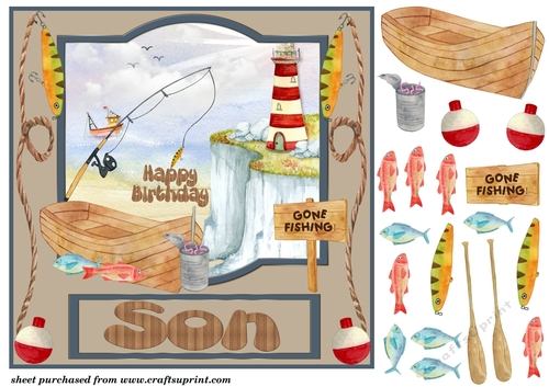 Son Birthday fishing card front