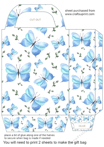 Blue butterflies gift bag 1