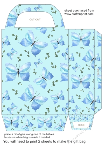Blue butterflies gift bag 2