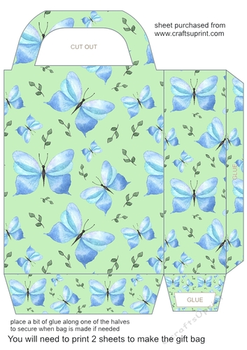 Blue butterflies gift bag 3