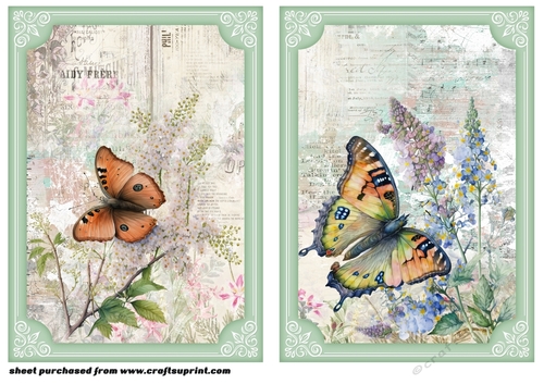 2 Floral butterfly card front/toppers 2