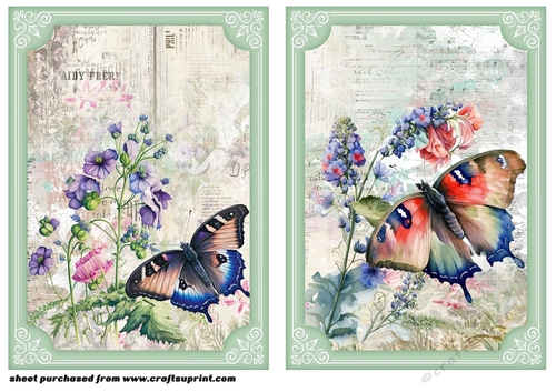 2 Floral butterfly card front/toppers 5