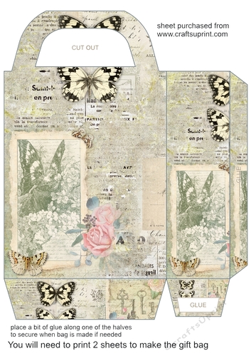 Vintage paper butterfly gift bag 1