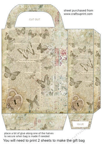 Vintage paper butterfly gift bag 2