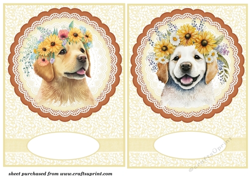 2 Spring floral pup card front/toppers 1