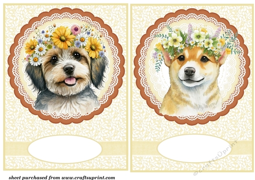 2 Spring floral pup card front/toppers 3