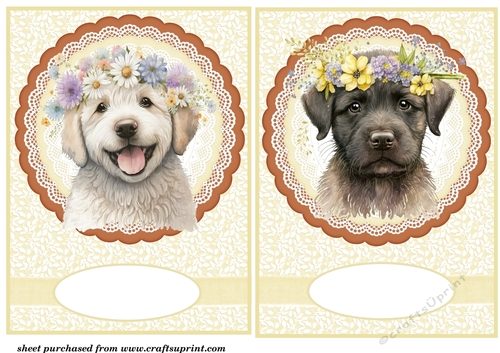 2 Spring floral pup card front/toppers 4
