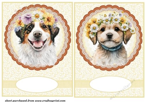 2 Spring floral pup card front/toppers 5
