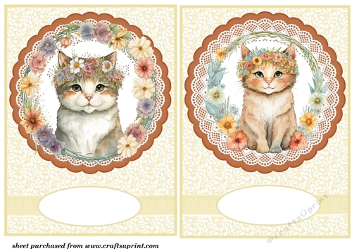 2 Spring floral cat card front/toppers 1