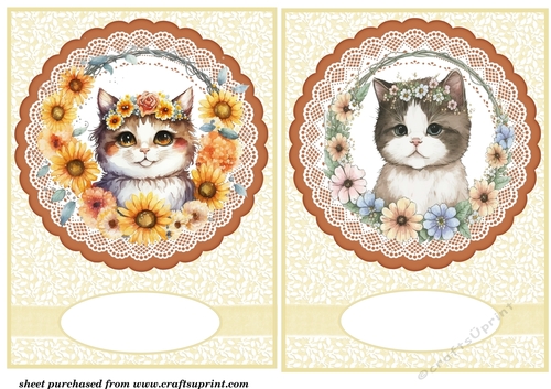 2 Spring floral cat card front/toppers 3