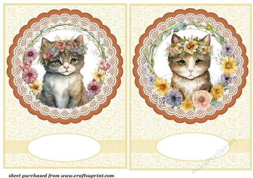 2 Spring floral cat card front/toppers 4