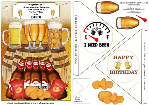 Hoptimist beer themed card front 1