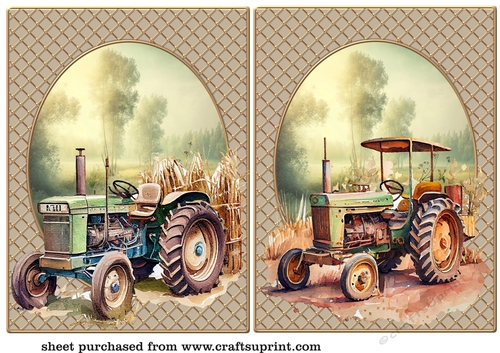 2 Tractor scene card front/toppers 1