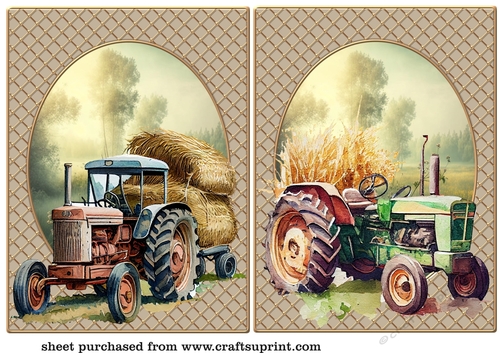 2 Tractor scene card front/toppers 2