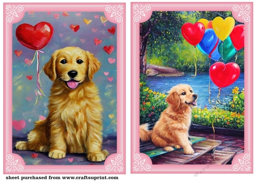 2 Retriever with balloons card fronts/toppers 1