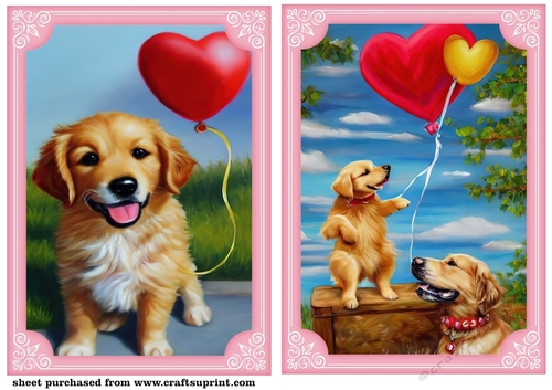 2 Retriever with balloons card fronts/toppers 2