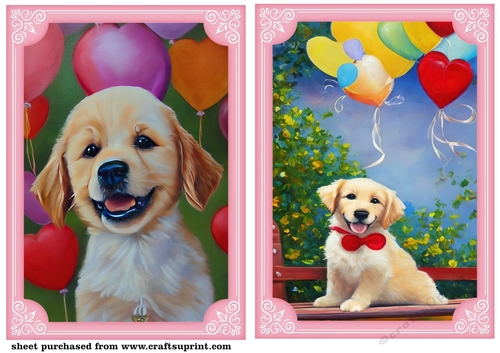 2 Retriever with balloons card fronts/toppers 3