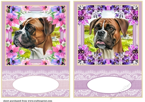 2 Floral Boxer card fronts/toppers 2