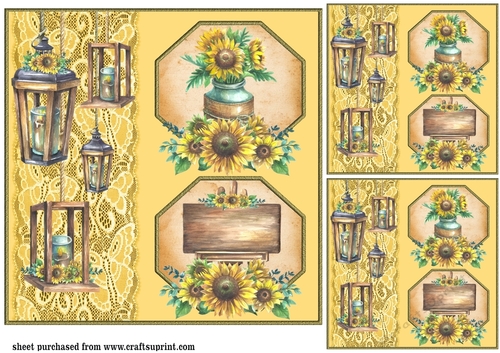 3 Sunflower card fronts/toppers