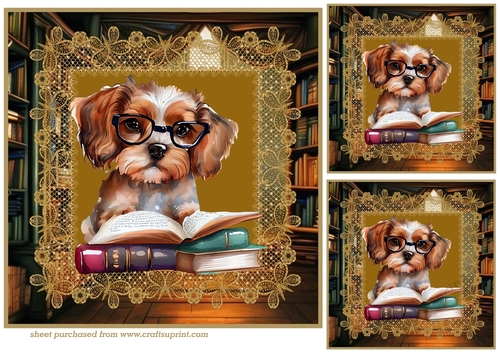 3 Puppy in library card fronts/toppers 2