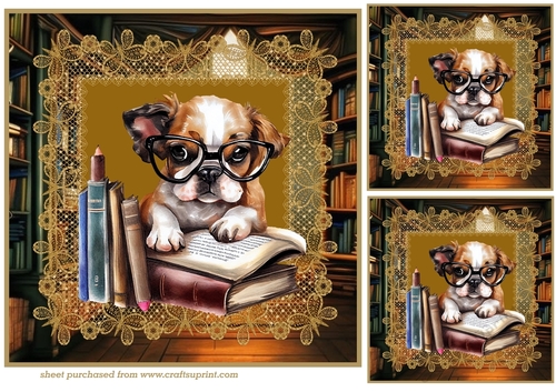 3 Puppy in library card fronts/toppers 4