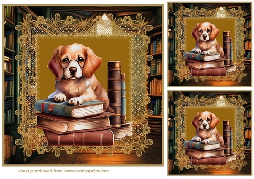 3 Puppy in library card fronts/toppers 6