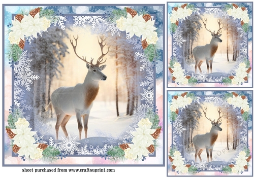 3 Christmas stag card fronts/toppers 7