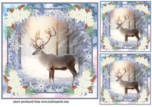 3 Christmas stag card fronts/toppers 6