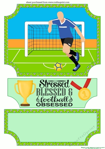 Blue footballer easel topper with layered stopper(no base)
