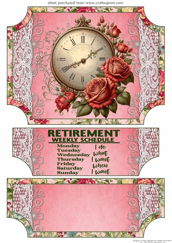 Red rose clock retirement easel topper and layered stopper(no base)2