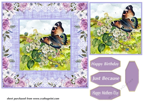 Purple butterfly card front 2