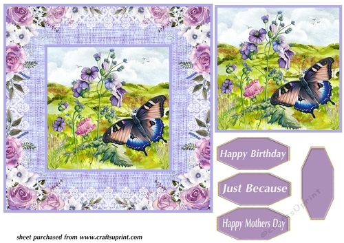 Purple butterfly card front 3