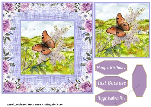 Purple butterfly card front 5
