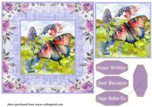 Purple butterfly card front 7