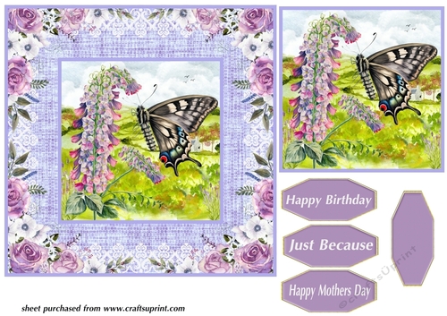 Purple butterfly card front 8