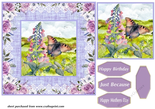 Purple butterfly card front 9