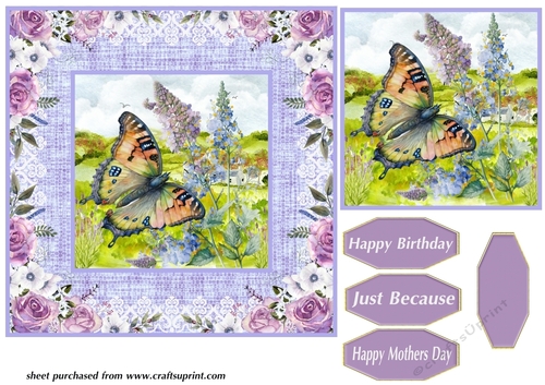 Purple butterfly card front 10