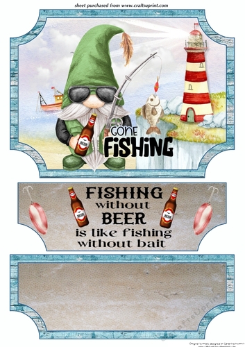 Fishing gnome easel topper and layered stopper(no base)4