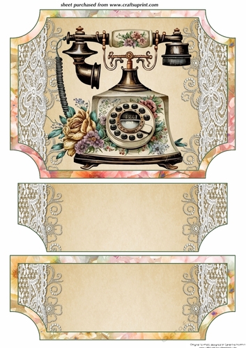 Vintage floral telephone easel topper and layered stopper(blank)2
