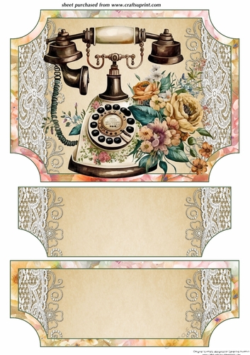 Vintage floral telephone easel topper and layered stopper(blank)4