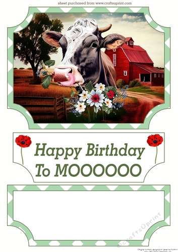 Happy Birthday to Mooooo easel topper with layered stopper (no base) 1